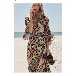 Bl^NK Anthropologie Zadie Leopard Midi Dress S NWT